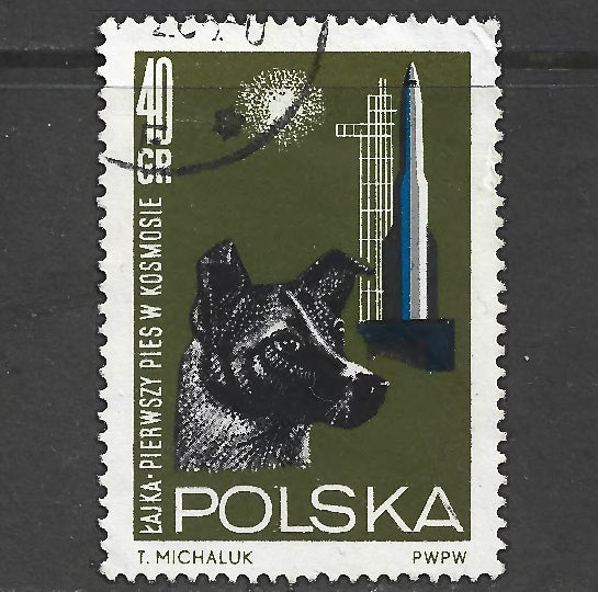 Poland Polska 1964 Research in Space Stamp - Cancelled