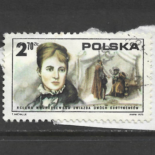 Poland Polska 1975 The 200th Anniversary of the Independence of the United States of America: Participation of Poles in American Life Helena Modrzejewska Stamp - Cancelled