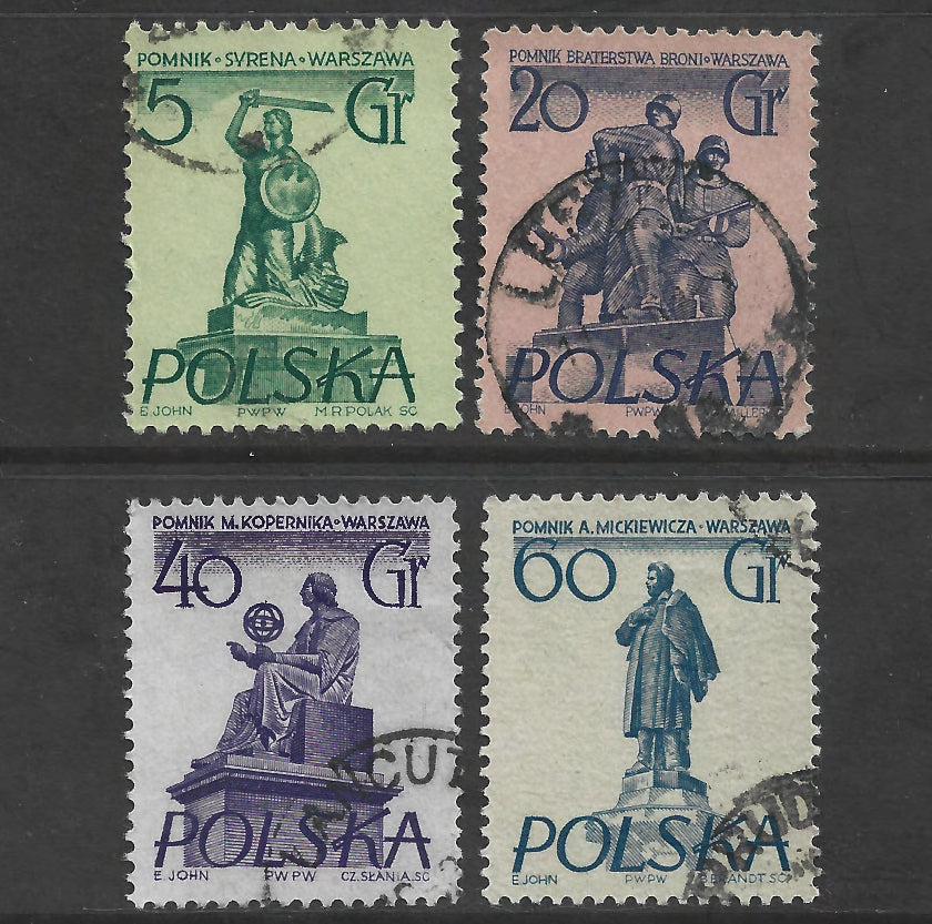 Poland Polska 1955 Warsaw Statues Stamp Set - Cancelled