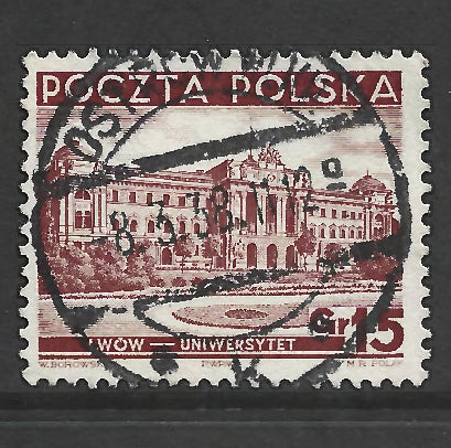 Poland Polska 1937 Different Sights Stamp - Cancelled