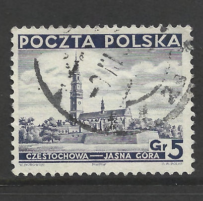 Poland Polska 1937 Different Sights Stamp - Cancelled