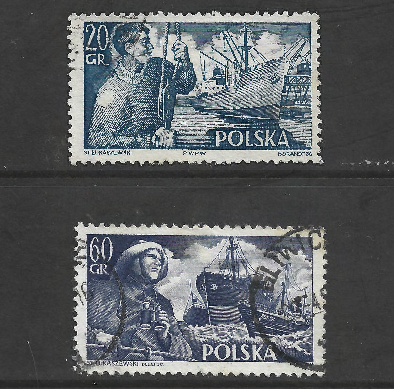 Poland Polska 1956 Polish Ships Stamp Set - Cancelled