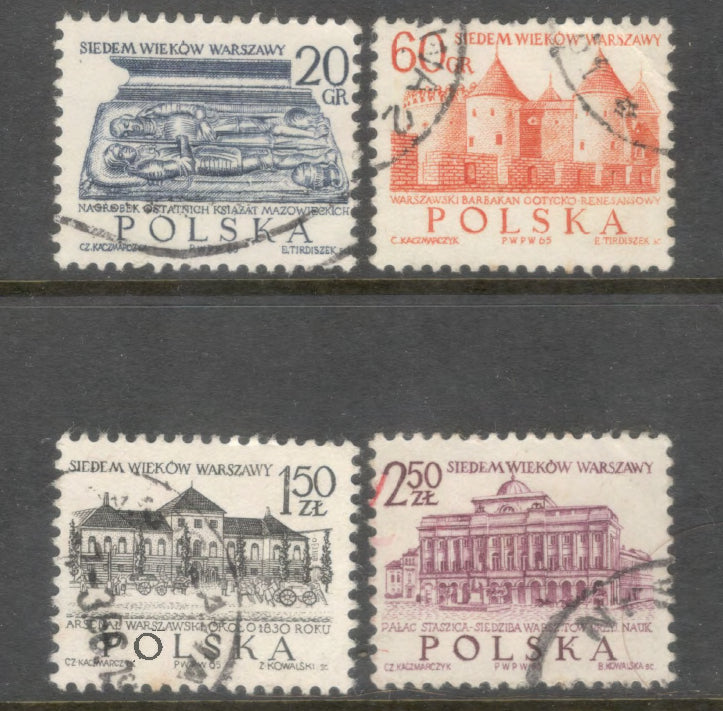 Poland Polska 1965 Warsaw 7 Centuries 700th Anniversary of Warsaw Stamp Set - Cancelled