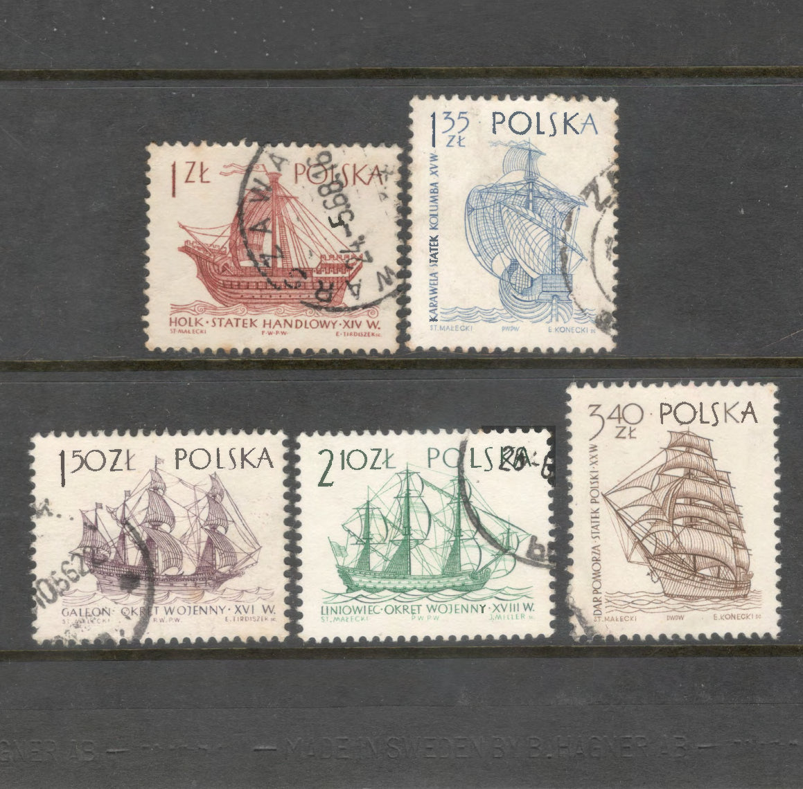 Poland Polska 1965 Sailboats Stamp Set - Cancelled