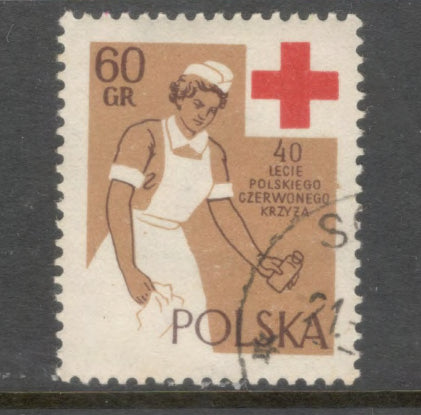 Poland Polska 1959 The 40th Anniversary of the Polish Red Cross Stamp - Cancelled