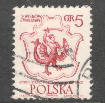 Poland Polska 1965 Warsaw 7 Centuries 700th Anniversary of Warsaw Stamp - Cancelled