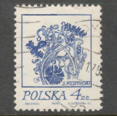 Poland Polska 1974 Flower Drawings by Stanislaw Wyspianski Stamp - Cancelled