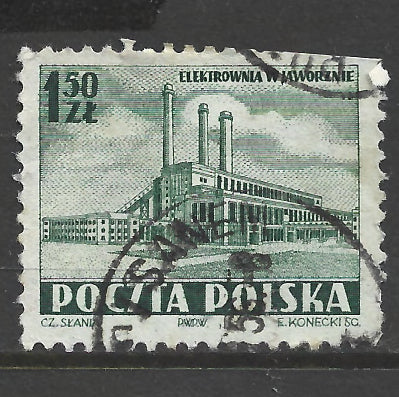 Poland Polska 1952 The Building of a New Electric Power Plant in Jaworzno - Cancelled