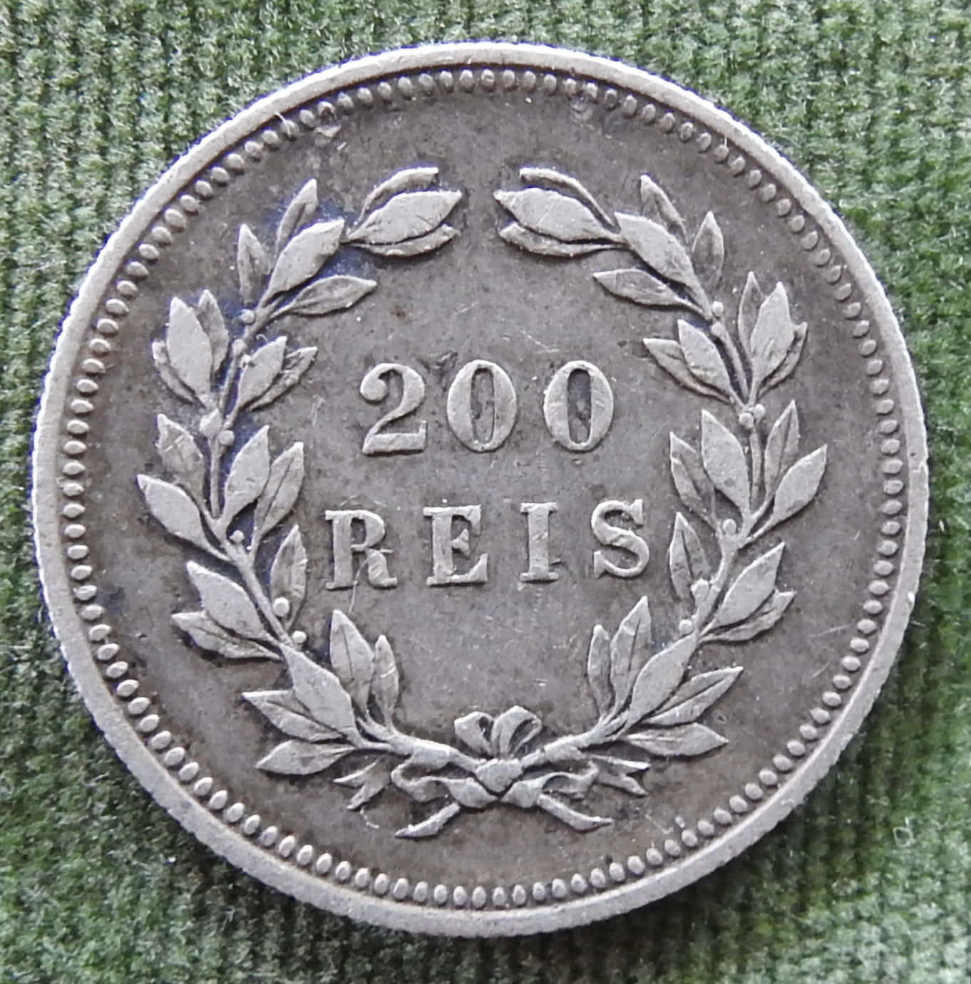 Portugal 1891 200 Reis King Carlos I Silver Coin