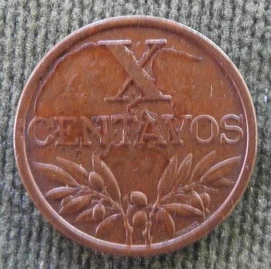 Portugal 1968 10 Centavos Olive Branches Coin