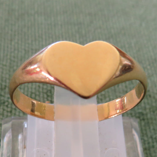 Unmarked Gold Heart Shaped Signet Ring