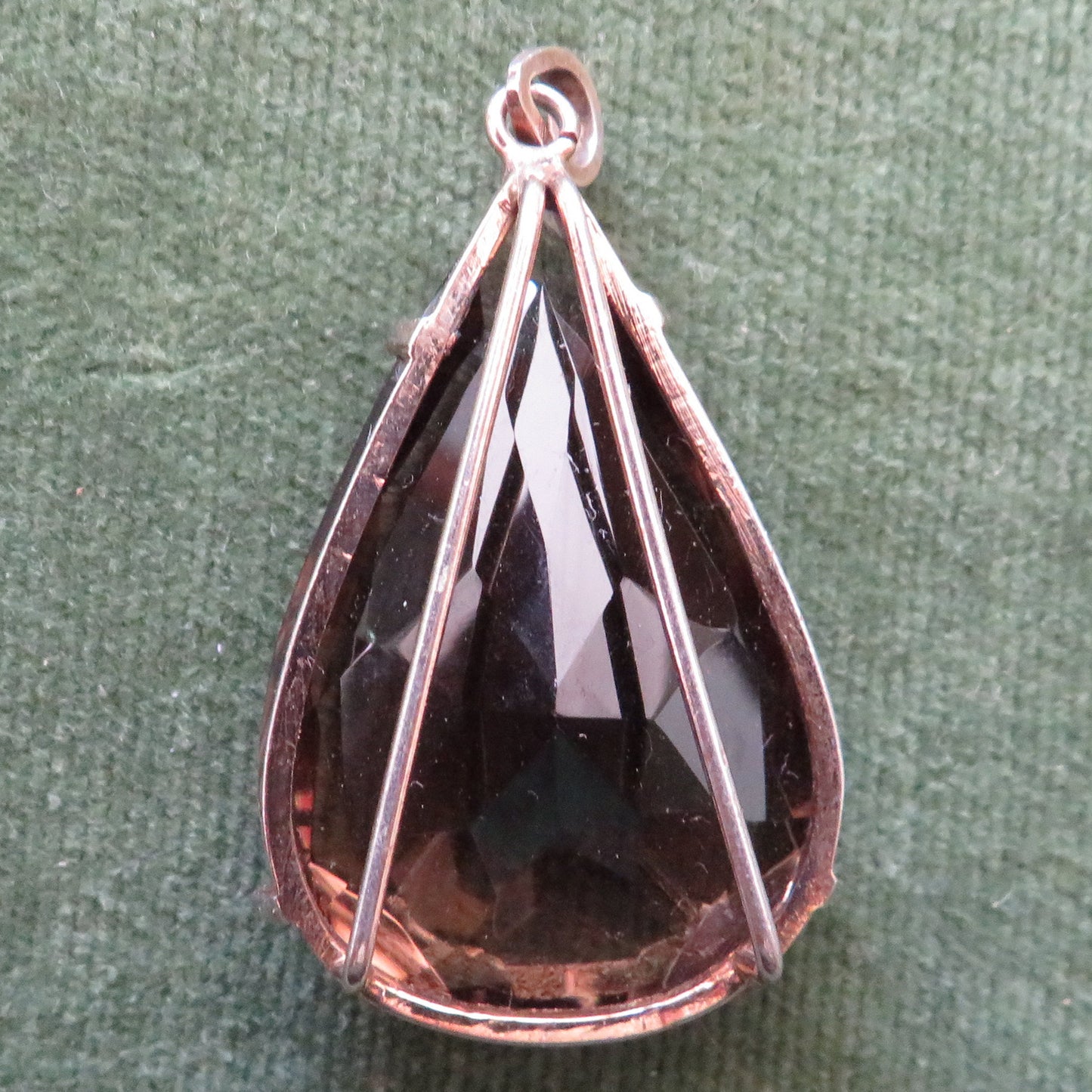 Silver Gilt Smokey Quartz Teardrop Pendant Of Large Proportions