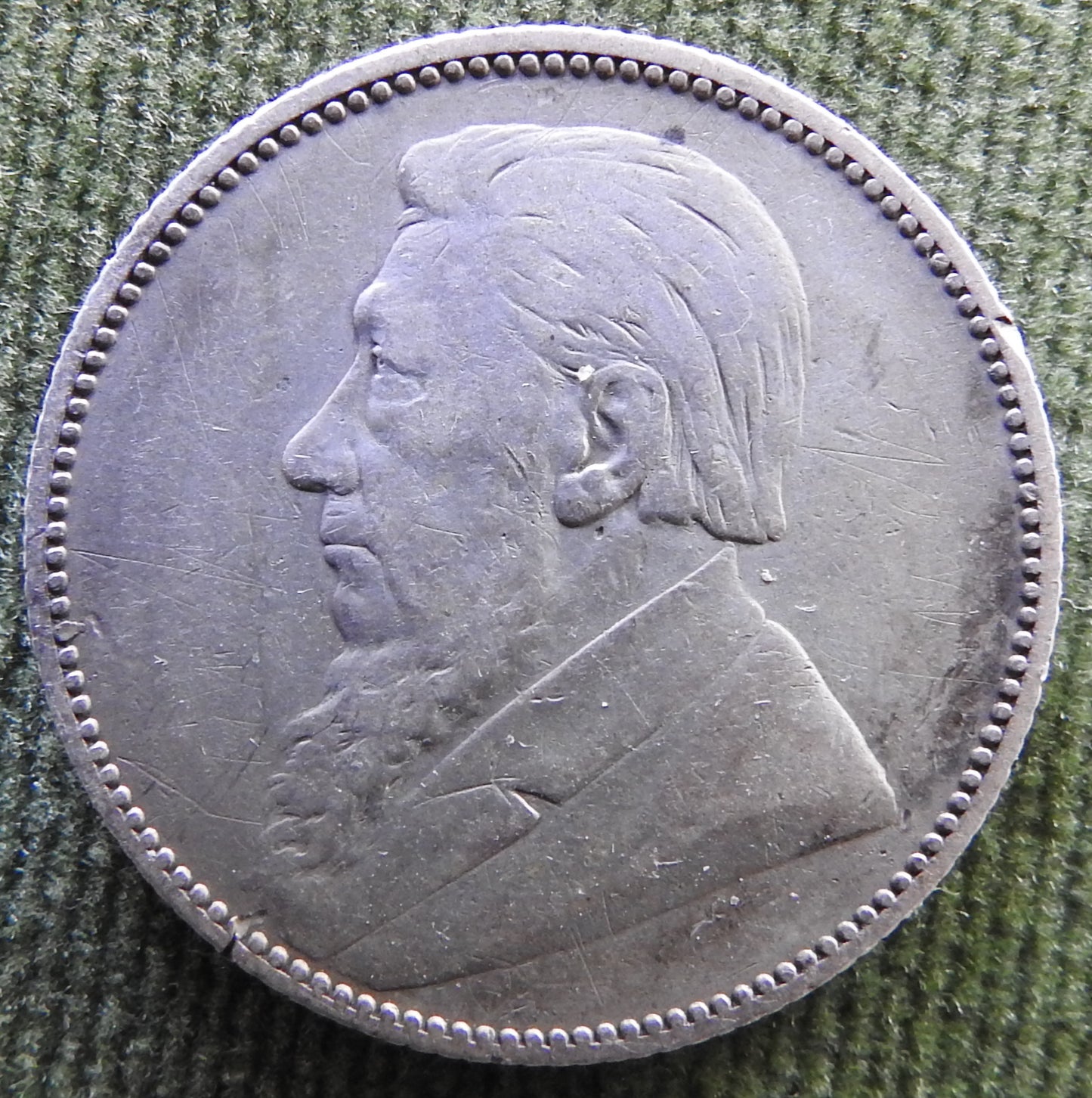 South Africa 1894 1 Shilling President Johannes Paulus Kruger Silver Coin - Grades as Fine