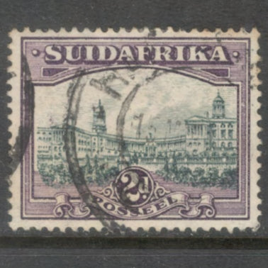 South Africa 1930 - 1945 2d Brownish Violet / Multicoloured Local Motives Country name in Africans SUID AFRICA Stamp - Perf: 14.0