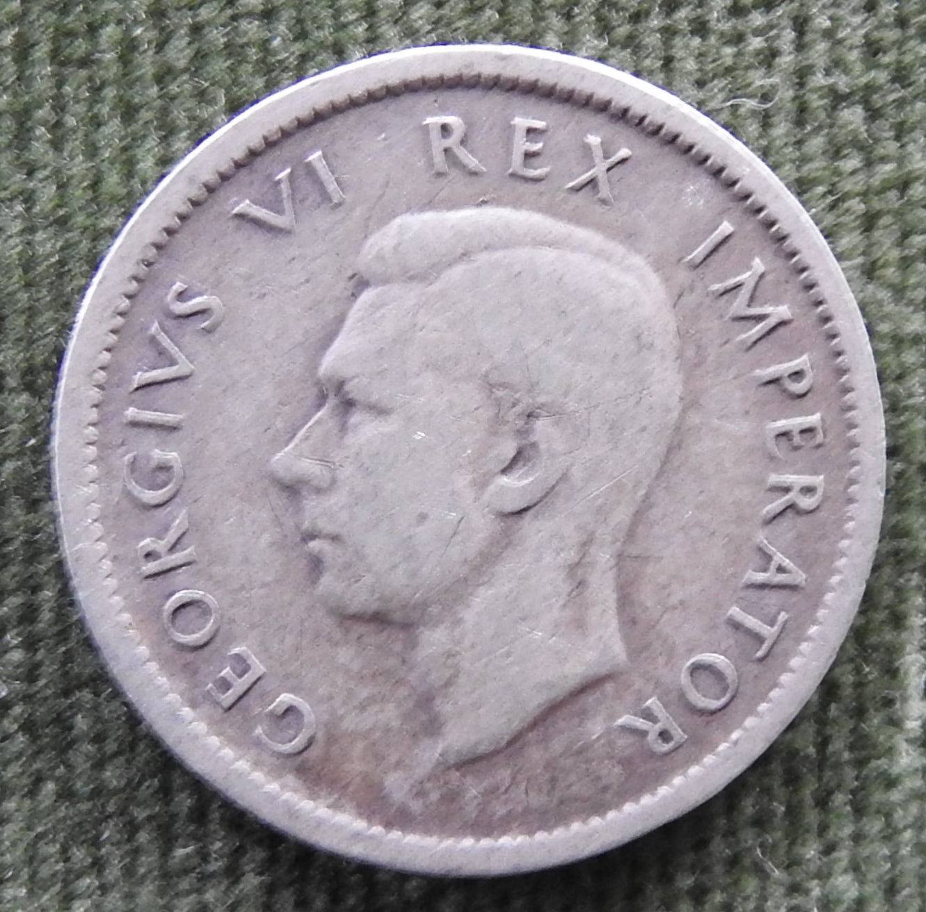 South Africa 1945 Sixpence 6 Pence Silver Protea Coin