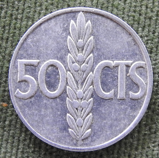 Spanish 1966 50 Centimos Coin Francisco Franco