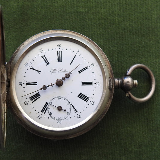 Swiss 875 Full Hunter Key Wind & Set Silver Pocket Watch c1884 (