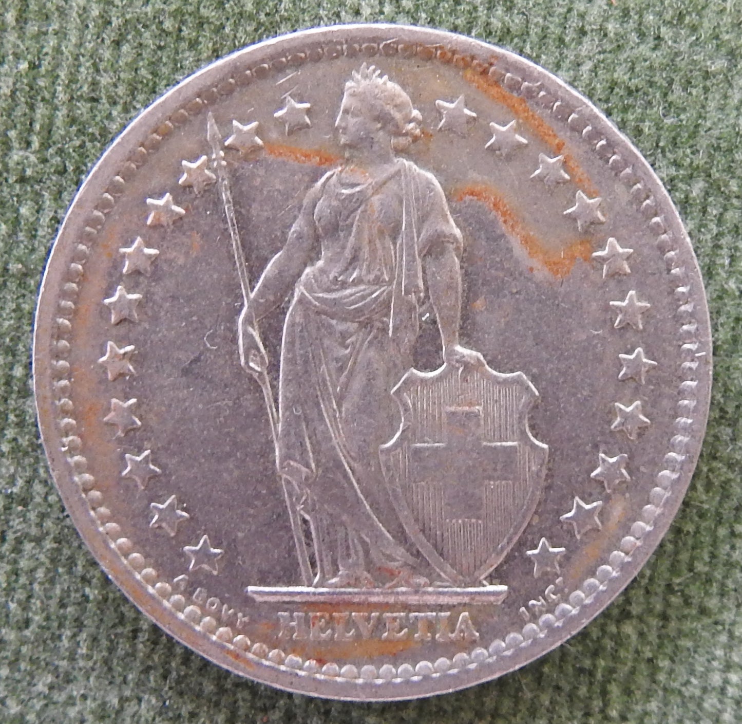 Helvetica Switzerland Swiss 1974 2 Franc Coin