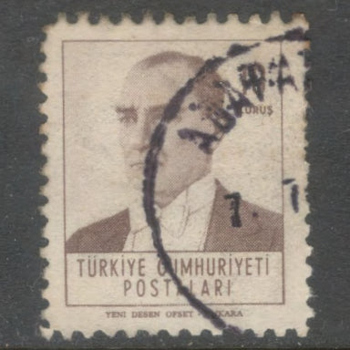 Turkey 1961 - 1962 10 Kurus Violet Brown Ataturk Stamp - Perf: 10.25x10.75