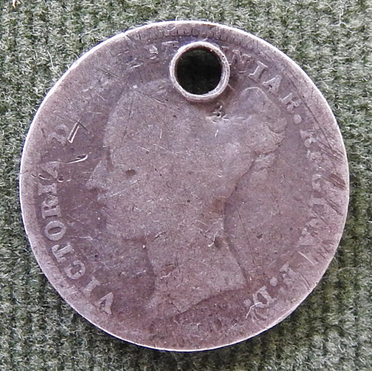 GB British UK English 18*9 3p Threepence Queen Victoria Coin - Bun Head
