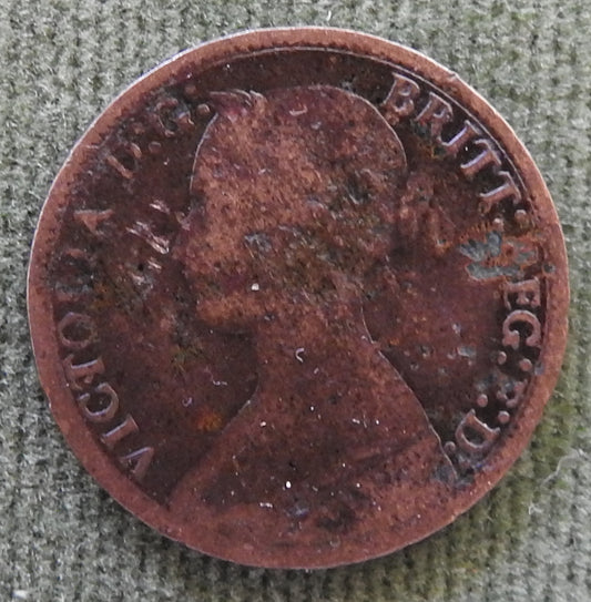 GB British UK English 1864 Farthing Queen Victoria Coin - Bun Head