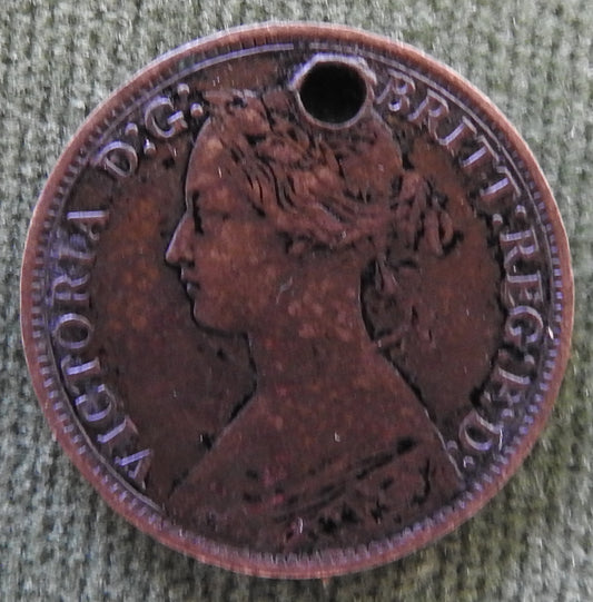 GB British UK English 1867 Farthing Queen Victoria Coin - Bun Head