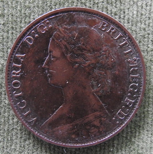 GB British UK English 1867 Farthing Queen Victoria Coin - Bun Head