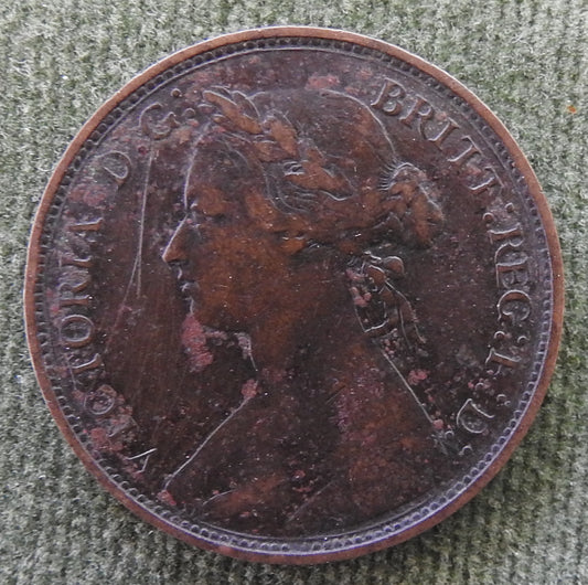 GB British UK English 1876 Half Penny Queen Victoria Coin - Bun Head