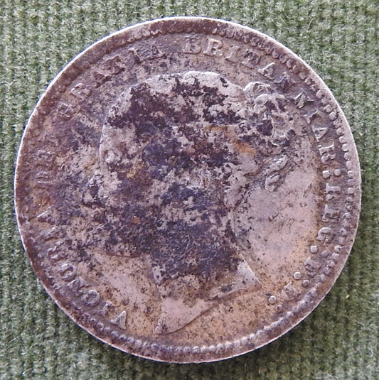 GB British UK English 1877 Shilling Queen Victoria Silver Coin - Bun Head