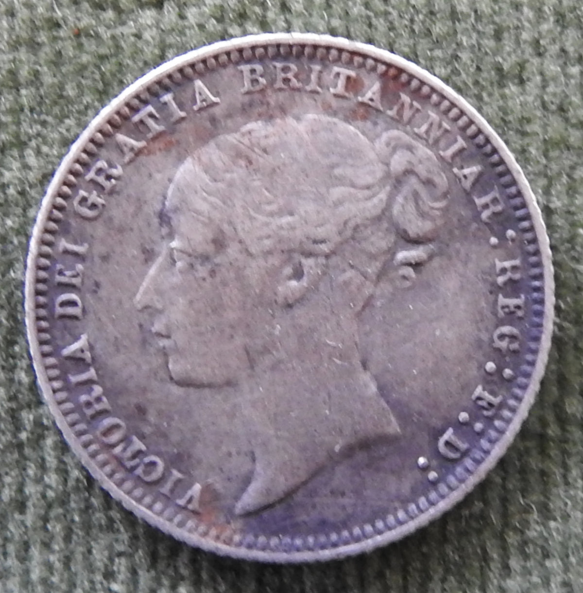 GB British UK English 1877 Sixpence Queen Victoria Silver Coin