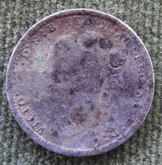 GB British UK English 1881 Three Pence Queen Victoria Coin