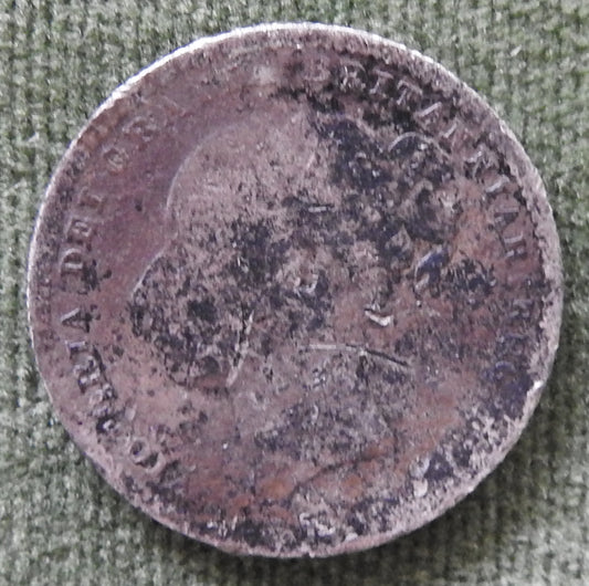 GB British UK English 1884 Shilling Queen Victoria Silver Coin - Bun Head