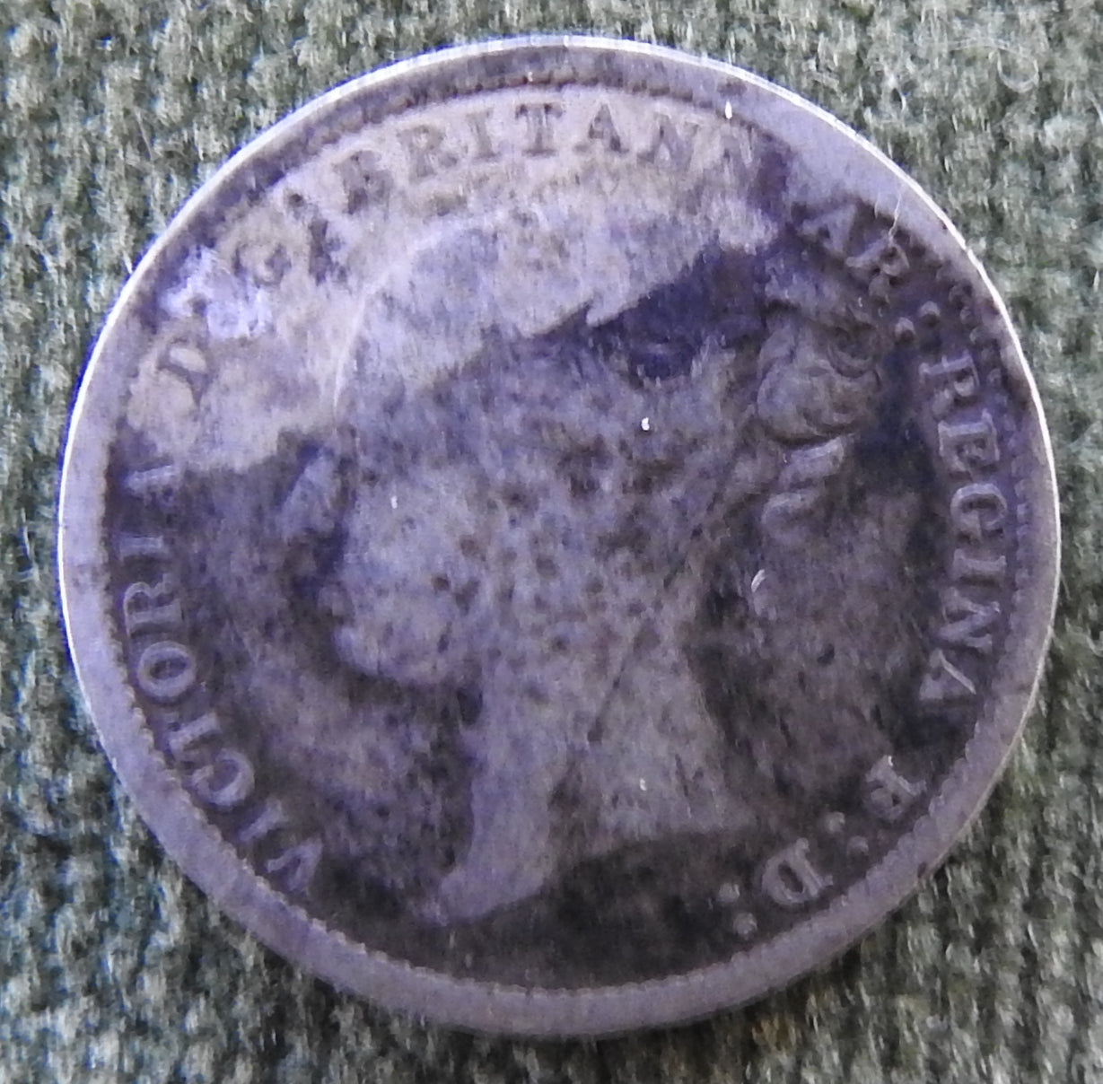 GB British UK English 1885 Three Pence Queen Victoria Coin