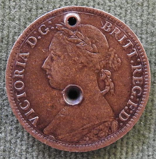 GB British UK English 1888 Farthing Queen Victoria Coin - Bun Head