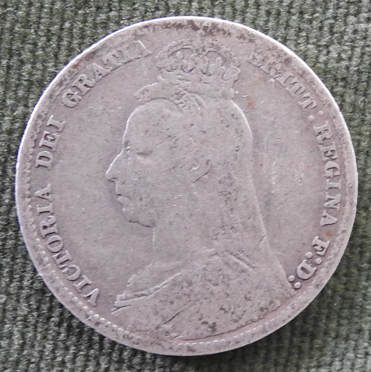 GB British UK English 1890 Shilling Queen Victoria Silver Coin