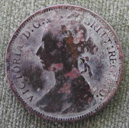 GB British UK English 1893 Half Penny Queen Victoria Coin - Bun Head