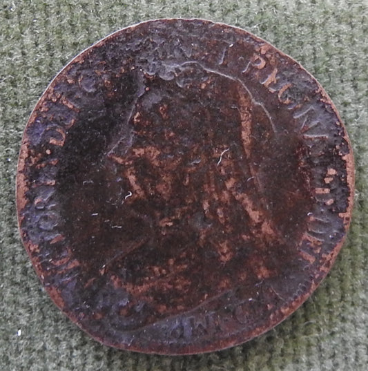 GB British UK English 1898 Farthing Queen Victoria Coin - Veiled Head