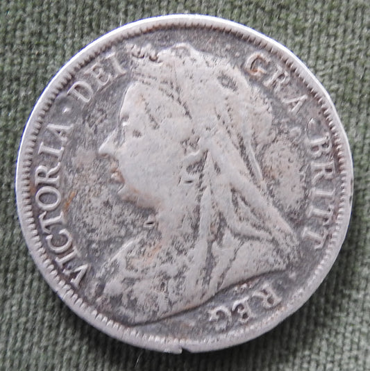 GB British UK English 1899 1/2 Crown Queen Victoria Coin - Veiled Head