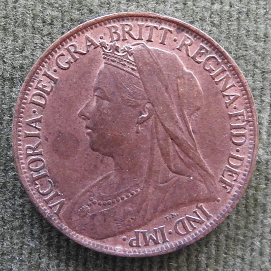 GB British UK English 1901 Farthing Queen Victoria Coin - Veiled Head