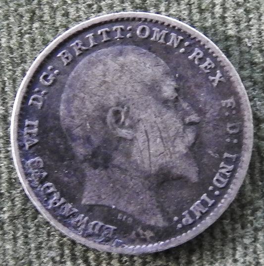 GB British UK English 1905 Three Pence King Edward VII Coin
