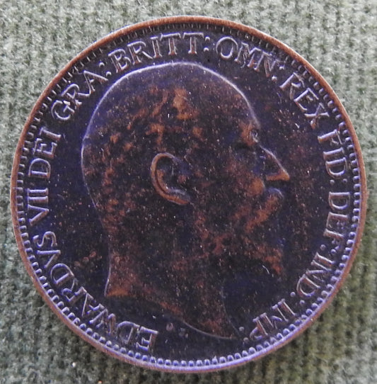 GB British UK English 1908 Farthing King Edward VII Coin