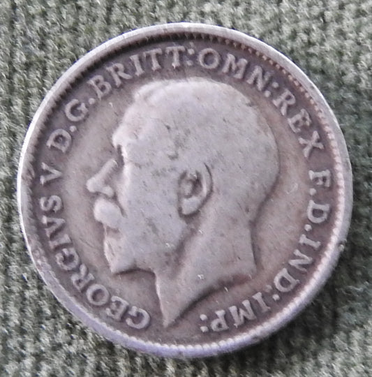 GB British UK English 1911 Three Pence King George V Coin