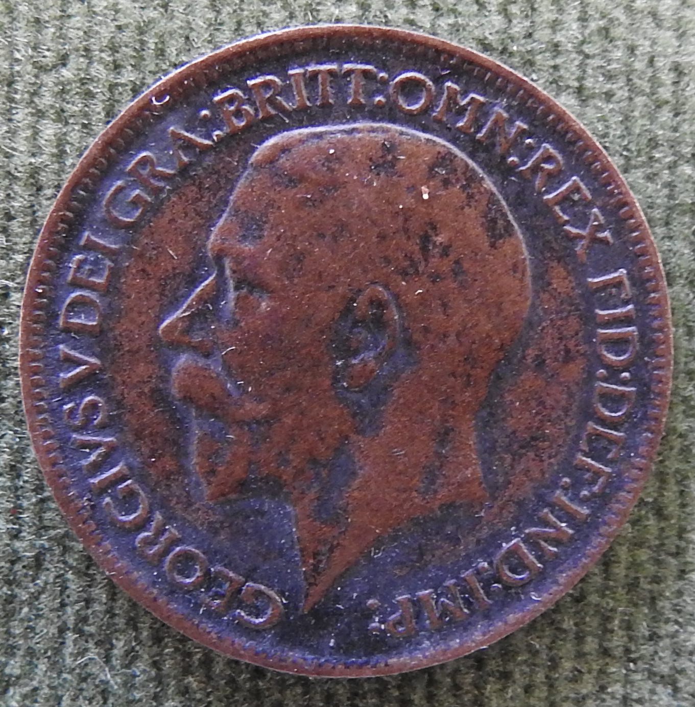 GB British UK English 1911 Farthing King George V Coin