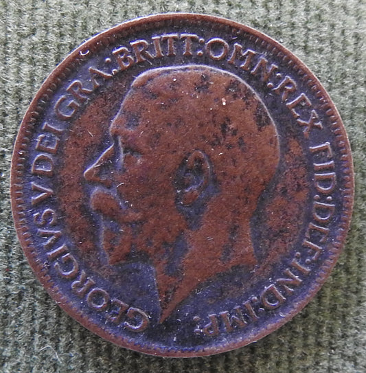 GB British UK English 1911 Farthing King George V Coin