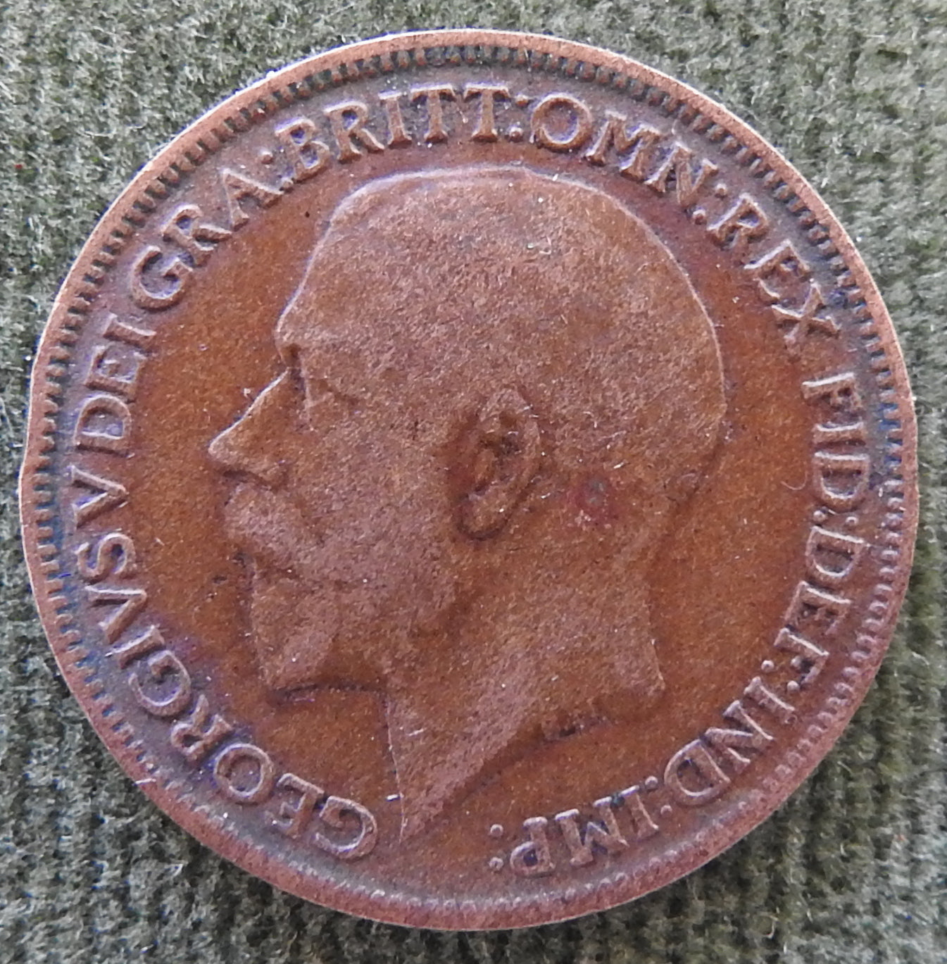 GB British UK English 1915 Farthing King George V Coin