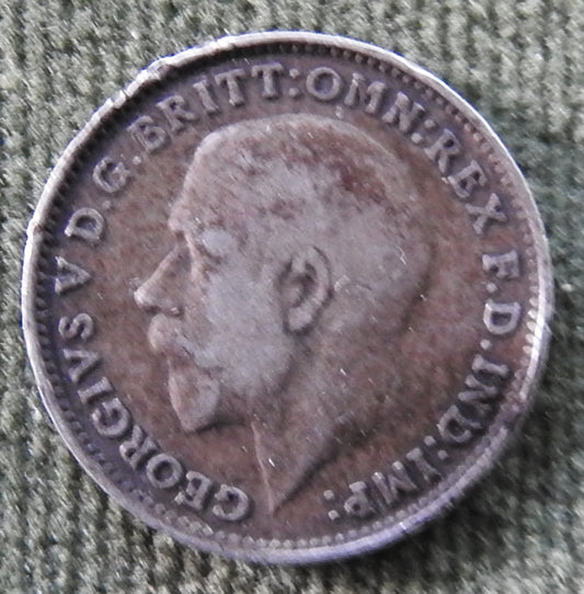 GB British UK English 1916 Three Pence King George V Coin
