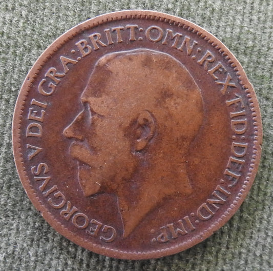GB British UK English 1917 Half Penny King George V Coin