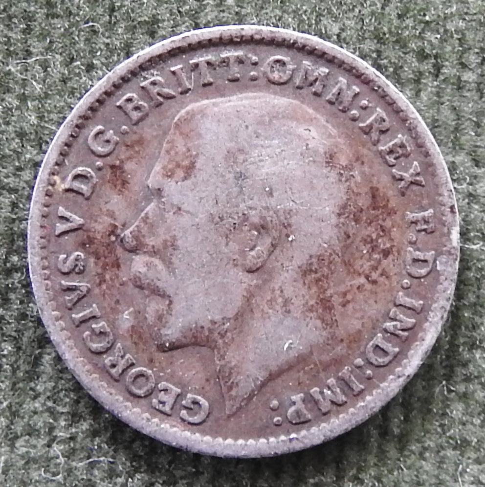 GB British UK English 1917 Three Pence King George V Coin