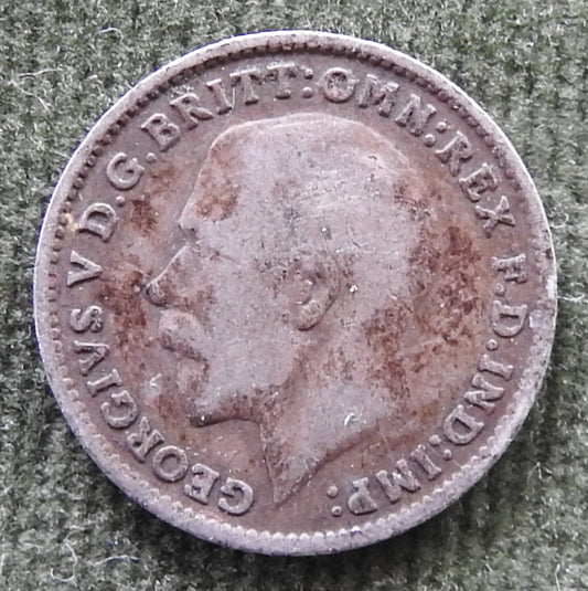 GB British UK English 1917 Three Pence King George V Coin