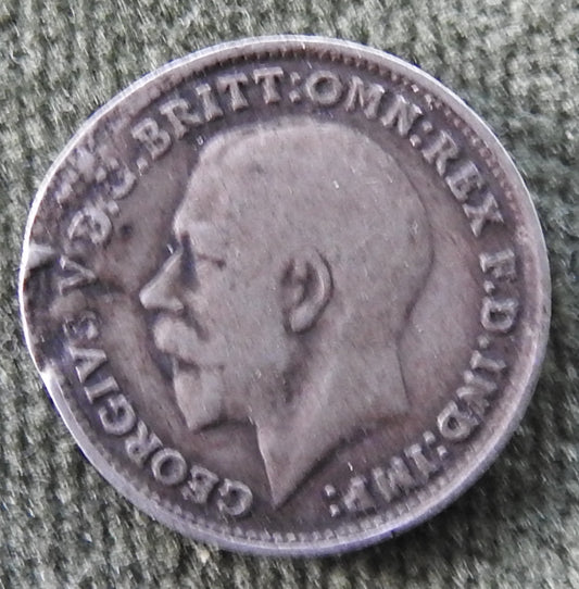 GB British UK English 1918 Three Pence King George V Coin